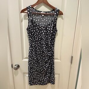 Loft Sleeveless Dress Gray PolkaDots Small